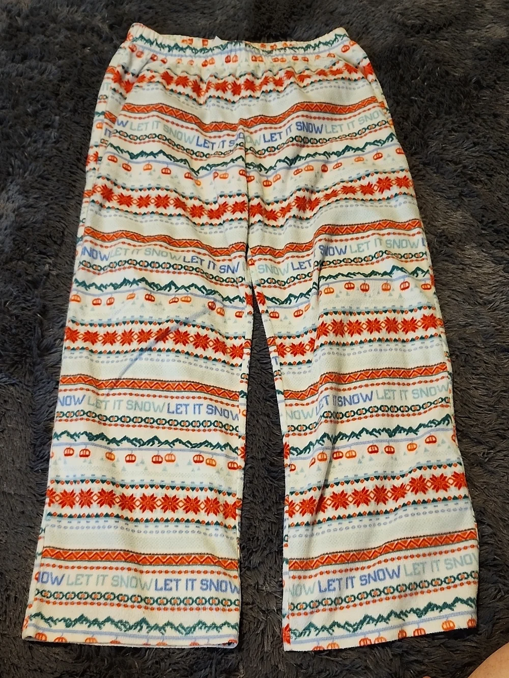 Wondershop White Pajama Pants with Orange & Green Holiday Print